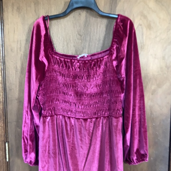Relisted LC Lauren Conrad smocked flounce hem velvet dress boho size XXL - Picture 11 of 17